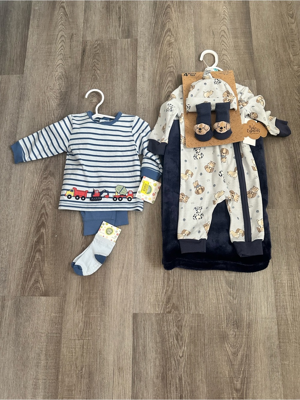 Brand new Little Me and Baby essentials Boys dog firetruck Matching Sets 6 month